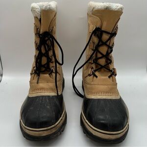 Sorel PAC Waterproof Beige and Black Winter Boots 14